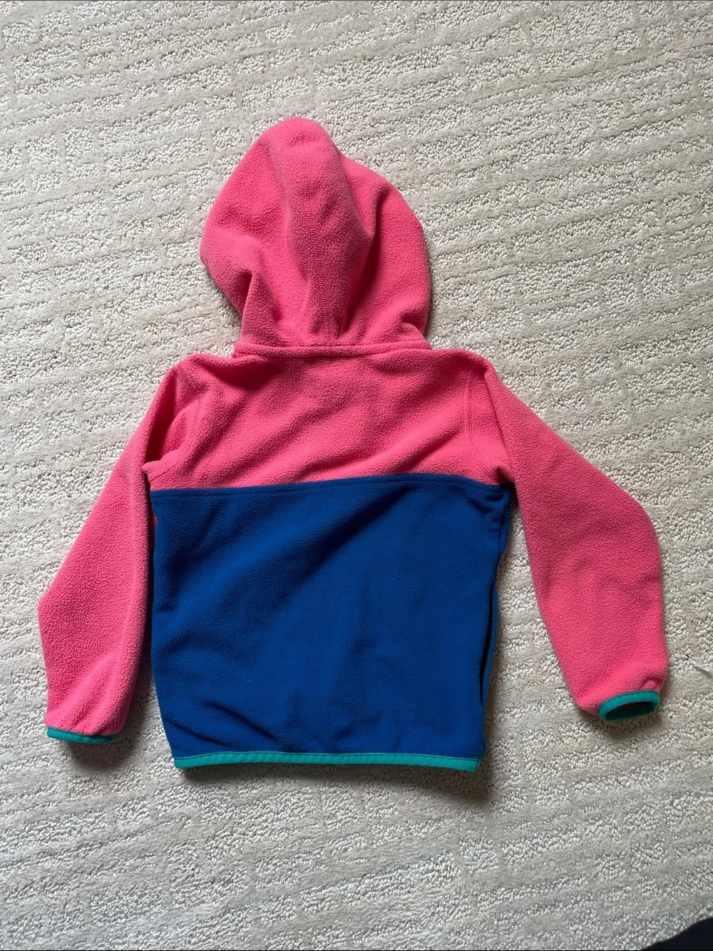 Patagonia Kids' Colorblock Fleece Hooded Jacket - Pink & Blue